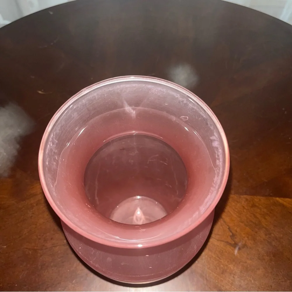 Pink Matte Glass Decorative Vase Solid Pattern Home Decor Accent - Picture 4 of 4